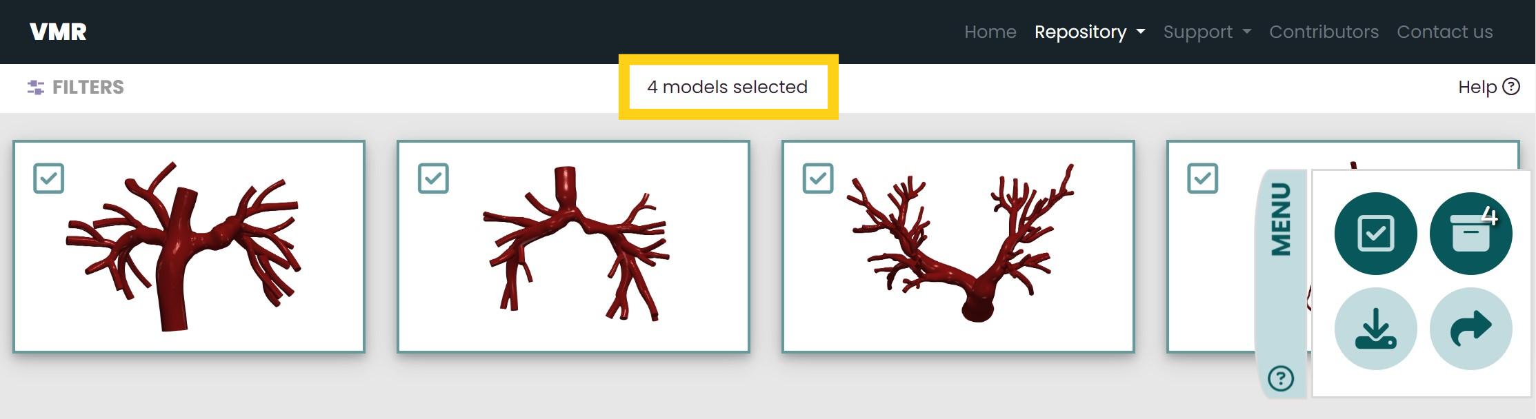 Image of selected models in view selected models